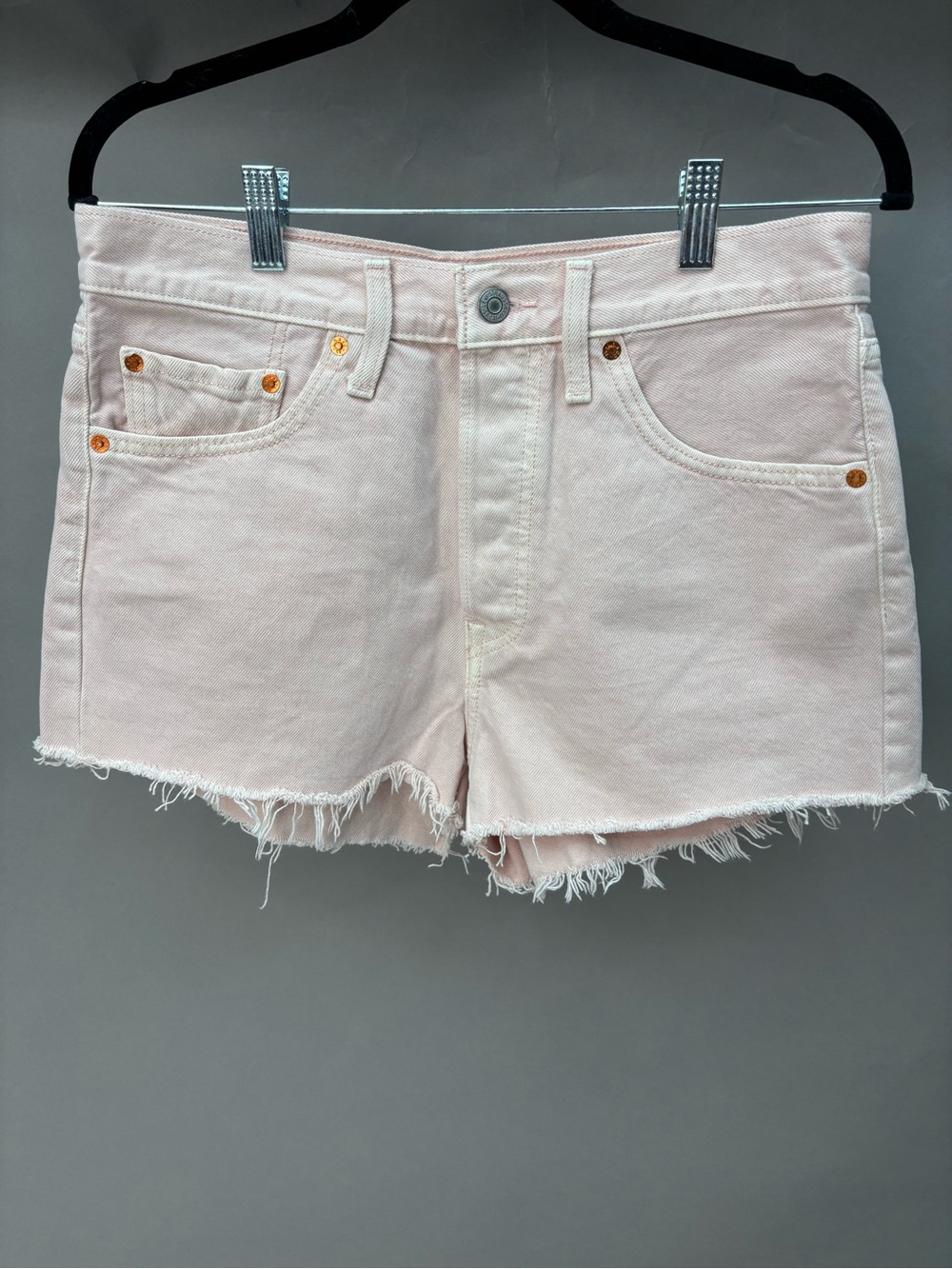 Levi's Pale Pink Frayed Hem Denim Shorts